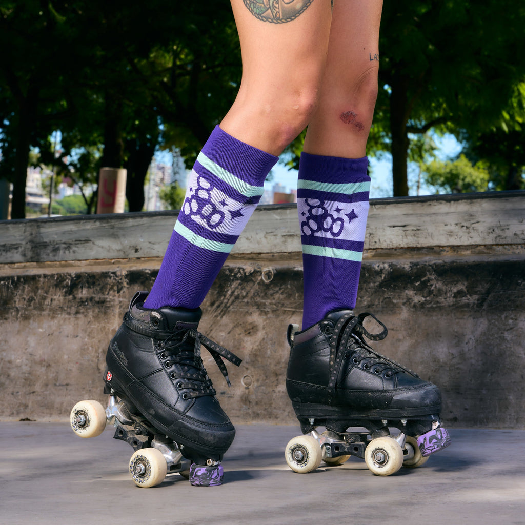 Sock Shinguards - Barbie Patin Signature Edition - Purple Stripe